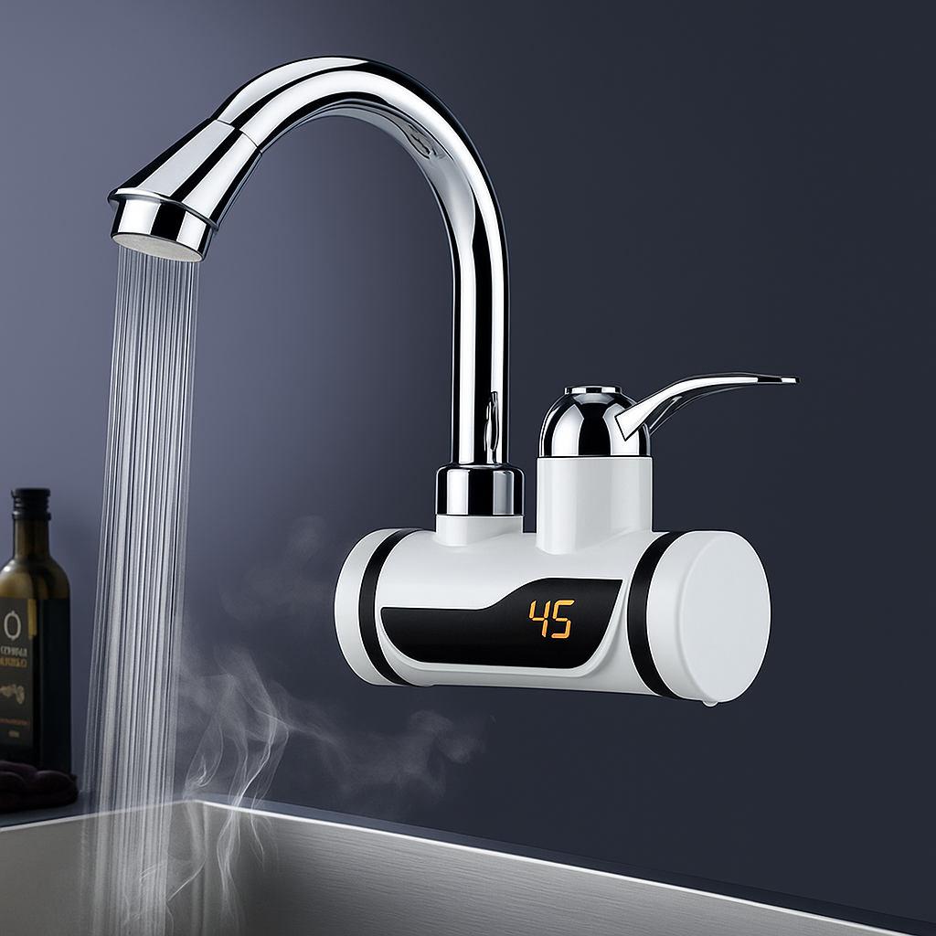 Temperature Display Instant Hot Water Tap Wall Fitting