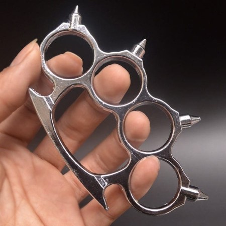 Spiked Silver Brass Knuckles